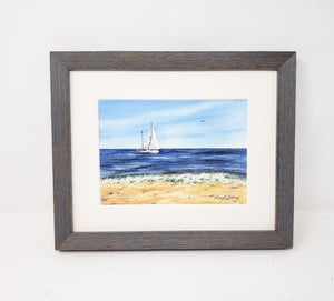 Smooth Sailing Watercolor Prints or Original Painting, Sailboat Painting, Beach Decor, Seashore Art