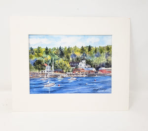 Boothbay Harbor, Maine painting, original or print, Maine Harbor watercolor painting, Maine art watercolor Maine painting seaside landscape