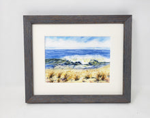 Load image into Gallery viewer, &quot;Land Breeze&quot; Beach Painting, Ocean Painting,  stormy beach watercolor print,Leigh Barry Watercolors seashore print framed art bike painting
