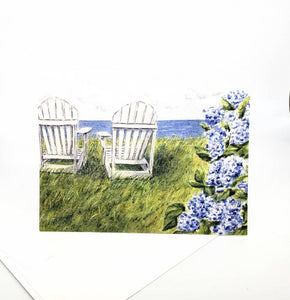 Nantucket Seaside, Watercolor notecards, Hydrangea Watercolor, Cape Cod Coastal Notecards, Blank notecards, watercolor notecards note card