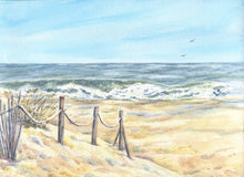 Load image into Gallery viewer, Dune&#39;s Edge Beach Painting, Beach Decor, Beach Print, Ocean Print, Watercolor print or original art,Leigh Barry framed art wall decor summer art, relaxing beach print
