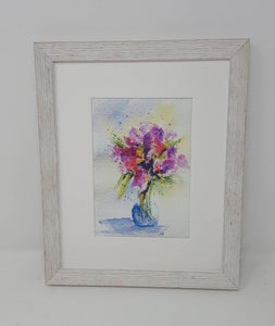 Purple Bouquet:watercolor floral painting purple flowers framed art giclee print archival home decor wall decor bathroom decor - Leigh Barry Watercolors