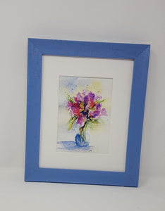 Purple Bouquet:watercolor floral painting purple flowers framed art giclee print archival home decor wall decor bathroom decor - Leigh Barry Watercolors