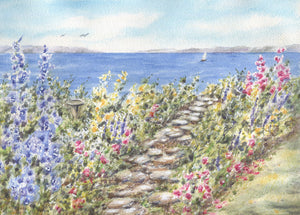 Seaside Garden Path Watercolor Painting Prints or Original Painting, Coastal  Art, Watercolor flowers, watercolor garden print, Cape Cod, beach decor