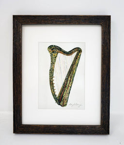 Irish Harp watercolor painting prints or original Irish painting Celtic harp art Celtic harp framed print Irish watercolor Celtic gift music - Leigh Barry Watercolors