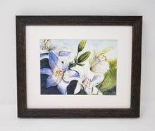 Load image into Gallery viewer, White Lilies original watercolor floral painting framed watercolor floral print lily art print lilies painting framed art print Leigh Barry - Leigh Barry Watercolors
