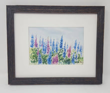 Load image into Gallery viewer, Lupine watercolor framed floral print lupine painting Maine painting framed lupine print framed wall decor bedroom wall decor colorful art - Leigh Barry Watercolors
