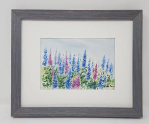 Lupine watercolor framed floral print lupine painting Maine painting framed lupine print framed wall decor bedroom wall decor colorful art - Leigh Barry Watercolors