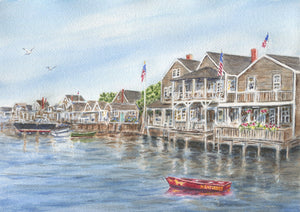 Nantucket Watercolor Painting Fine Art Prints or Original Watercolor Nantucket Painting Cottage Art Leigh Barry Watercolors Giclee - Leigh Barry Watercolors