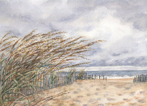 "Nor'easter" Watercolor Original or Prints, Beach Decor, Beach Print, Ocean Print, Leigh Barry framed art wall decor summer art, relaxing beach print