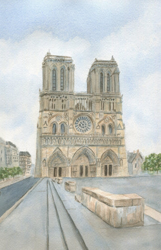 Notre Dame Cathedral Paris France original watercolor painting Paris art framed Notre Dame painting print Paris landscape art France art - Leigh Barry Watercolors