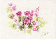 Load image into Gallery viewer, Pink geraniums: watercolor floral painting pink flowers giclee print archival framed art home decor wall decor bathroom decor pink flowers - Leigh Barry Watercolors
