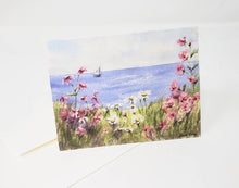 Load image into Gallery viewer, Sailing By Coastal Notecards Blank notecards sailboat notecards floral beach art blank beach cards ocean watercolor notecards note cards - Leigh Barry Watercolors
