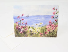 Load image into Gallery viewer, Sailing By Coastal Notecards Blank notecards sailboat notecards floral beach art blank beach cards ocean watercolor notecards note cards - Leigh Barry Watercolors
