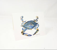 Load image into Gallery viewer, Blue Crab Notecards, Blue Crab Art Blank Notecards, Coastal Notecards, Blank notecards, watercolor notecards note card
