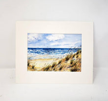 Load image into Gallery viewer, Windy Day: Beach Watercolor Giclee Print or Original Watercolor Beach Decor Ocean Dunes Painting Beach Decor Seashore Beach Dunes - Leigh Barry Watercolors
