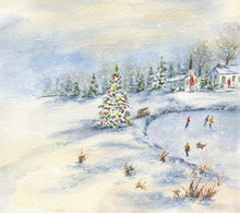 Load image into Gallery viewer, Winter Skating Christmas Ornament Winter Skating Ceramic Ornament gift Christmas small gift for mom - Leigh Barry Watercolors
