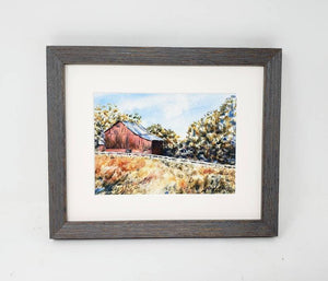 Fallston: Red barn painting, watercolor painting, country scene, framed art, autumn print, landscape wall decor, barn print Leigh Barry