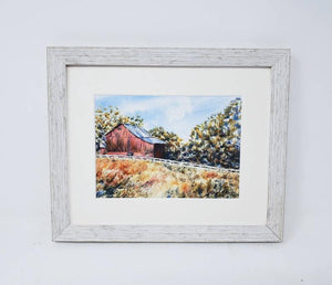 Fallston: Red barn painting, watercolor painting, country scene, framed art, autumn print, landscape wall decor, barn print Leigh Barry