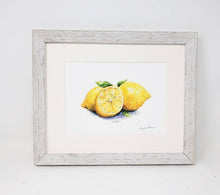 Load image into Gallery viewer, Lemons: Watercolor painting print, lemon kitchen decor, fruit painting, framed lemon art wall decor, framed print, lemon kitchen art
