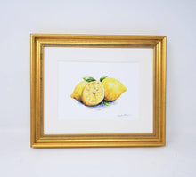 Load image into Gallery viewer, Lemons: Watercolor painting print, lemon kitchen decor, fruit painting, framed lemon art wall decor, framed print, lemon kitchen art

