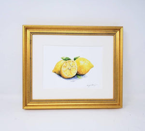 Lemons: Watercolor painting print, lemon kitchen decor, fruit painting, framed lemon art wall decor, framed print, lemon kitchen art
