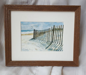 Beach watercolor painting - beach landscape painting - ready to hang wall art - ocean watercolor - beach decor wall art - Fenwick Island - Leigh Barry Watercolors