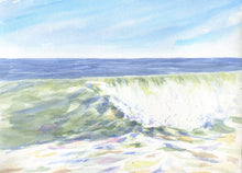 Load image into Gallery viewer, Wave Curl, Wave Painting, Beach Decor, Beach Print, Ocean Print, Ocean Wave Watercolor print or original art,Leigh Barry framed art wall decor summer art, relaxing beach print
