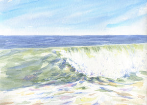 Wave Curl, Wave Painting, Beach Decor, Beach Print, Ocean Print, Ocean Wave Watercolor print or original art,Leigh Barry framed art wall decor summer art, relaxing beach print