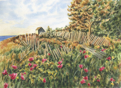 Cape Cod painting Cape Cod print wall art dune fence print seaside painting landscape art print landscape painting watercolor wall print - Leigh Barry Watercolors