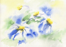 Load image into Gallery viewer, Daisies original watercolor paintings floral watercolor flowers print flower painting daisy painting wall decor home decor blue yellow - Leigh Barry Watercolors
