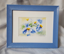 Load image into Gallery viewer, Daisies original watercolor paintings floral watercolor flowers print flower painting daisy painting wall decor home decor blue yellow - Leigh Barry Watercolors
