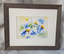 Load image into Gallery viewer, Daisies original watercolor paintings floral watercolor flowers print flower painting daisy painting wall decor home decor blue yellow - Leigh Barry Watercolors
