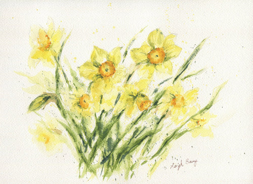 Daffodils: watercolor flowers floral watercolor painting framed watercolor floral spring floral yellow floral gift ideas daffodil print - Leigh Barry Watercolors