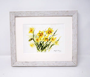 Daffodils: watercolor flowers floral watercolor painting framed watercolor floral spring floral yellow floral gift ideas daffodil print - Leigh Barry Watercolors