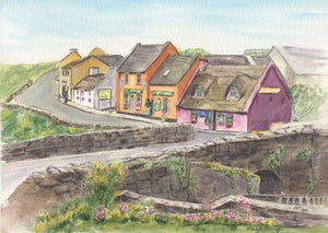 Doolin: Irish watercolor painting Irish art Irish village print Ireland painting, watercolor landscape painting framed art Ireland lanscape - Leigh Barry Watercolors