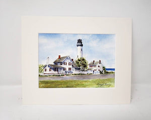 Fenwick Island Lighthouse: watercolor original painting lighthouse painting beach decor ocean painting watercolor lighthouse print framed - Leigh Barry Watercolors