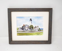 Load image into Gallery viewer, Fenwick Island Lighthouse: watercolor original painting lighthouse painting beach decor ocean painting watercolor lighthouse print framed - Leigh Barry Watercolors
