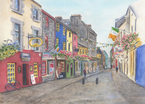 Galway Ireland Quay Street Painting Galway Print Watercolor Original Or Giclee Print Irish Art Ireland Painting Irish Gift Ireland Gift - Leigh Barry Watercolors