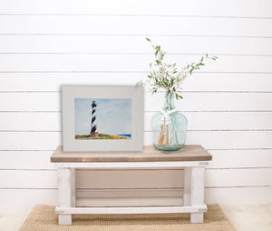 Cape Hatteras Lighthouse painting Outer Banks original watercolor North Carolina coastal painting beach wall art - Leigh Barry Watercolors