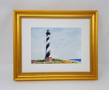 Load image into Gallery viewer, Cape Hatteras Lighthouse painting Outer Banks original watercolor North Carolina coastal painting beach wall art - Leigh Barry Watercolors

