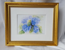 Load image into Gallery viewer, Hydrangeas 2: watercolor floral painting flower watercolor hydrangea painting wall decor home decor floral painting blue flowers framed art - Leigh Barry Watercolors
