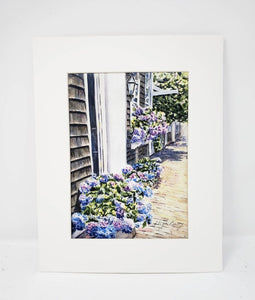 Nantucket Hydrangeas Watercolor painting giclee print Cape Cod painting Cape Cod print Nantucket painting framed art - Leigh Barry Watercolors