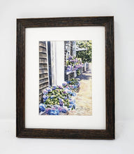 Load image into Gallery viewer, Nantucket Hydrangeas Watercolor painting giclee print Cape Cod painting Cape Cod print Nantucket painting framed art - Leigh Barry Watercolors

