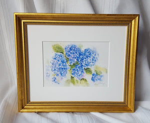Hydrangeas 1: floral watercolor home decor wall decor blue flowers giclee print framed art hydrangeas original art watercolor floral print - Leigh Barry Watercolors