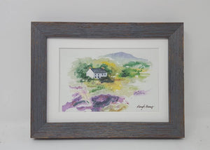 Framed Mini County Kerry: Giclee print Ireland painting print Irish cottage watercolor miniature landscape watercolor print Irish art - Leigh Barry Watercolors