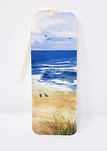 Original art bookmarker beach painting bookmark seagull art watercolor bookmarker beach art gift for booklover - Leigh Barry Watercolors
