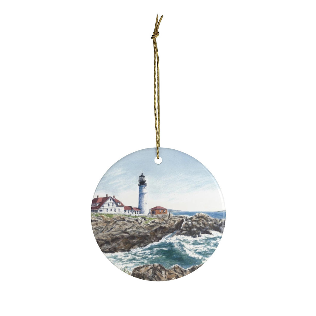 Portland Head Lighthouse Christmas Ornaments Maine Lighthouse Ceramic Ornaments Maine gift Maine painting Maine Christmas gift for mom art - Leigh Barry Watercolors