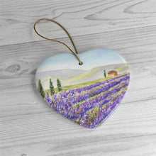 Load image into Gallery viewer, Lavender Field Watercolor Painting Ornament Lavender Provence France wall tree ornament Ceramic Ornaments Lavender Painting ornament - Leigh Barry Watercolors
