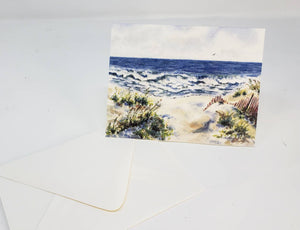 Beach Notecards Seashore Blank Cards Ocean painting beach painting ocean watercolor stocking stuffer gift for beachlover original art cards - Leigh Barry Watercolors